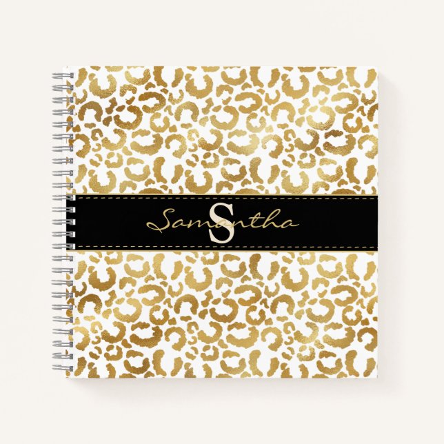 Empreinte de léopard or personnalisé Carnet spiral (Devant)