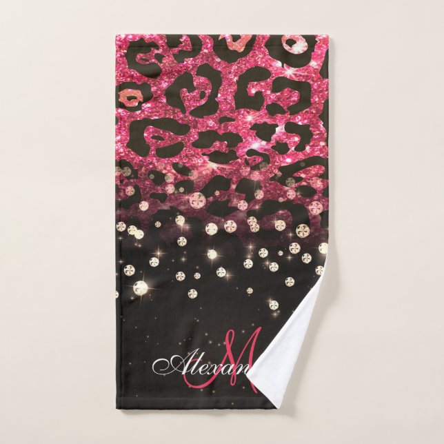 Empreinte de léopard Parties scintillant rose et d (Serviette à main)