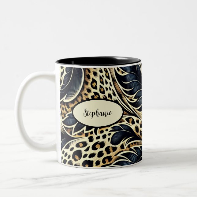 Empreinte de léopard Personnalisé Café Mug (Gauche)