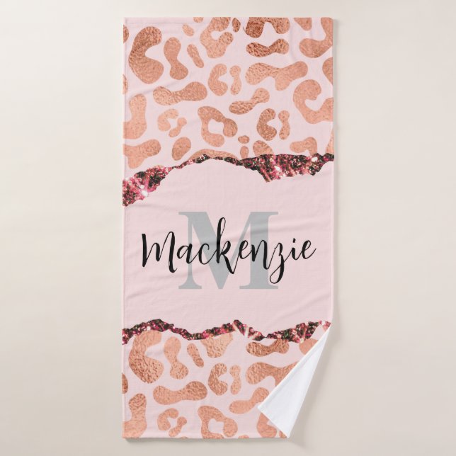 Empreinte de léopard rose Gold Parties scintillant (Serviette de bain)