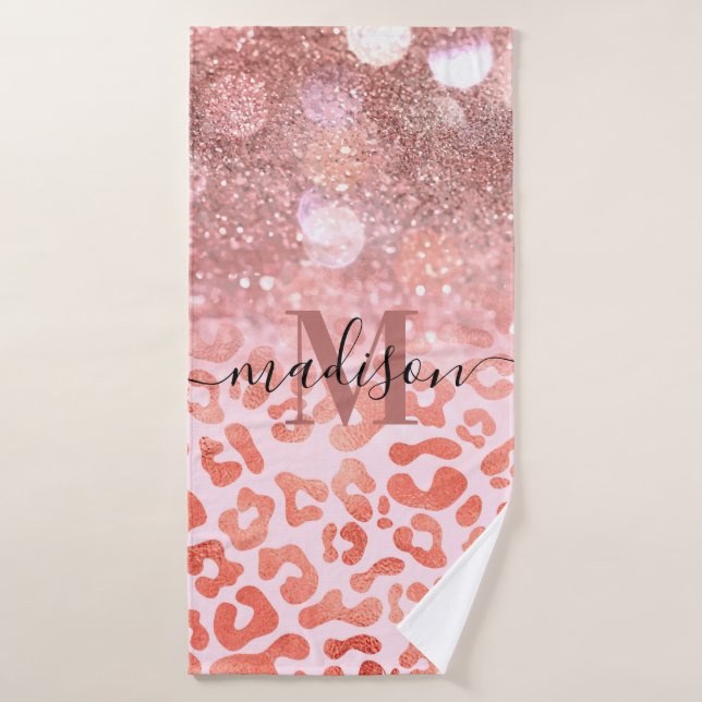 Empreinte de léopard rose Gold Parties scintillant (Serviette de bain)