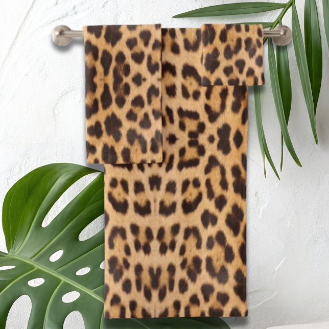 empreinte de léopard sauvage chic (girly chic wild safari leopard print bath towel set)