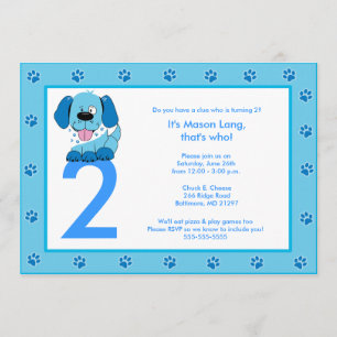 EMPREINTE DE PATTE BLUE PUPPY 5x7 Invitation d'ann