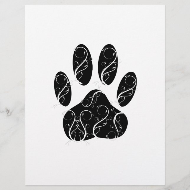Empreinte de patte Chien Noir Avec Flouris Blanc (Devant)