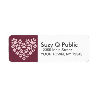 Empreinte de patte Coeur Étiquettes de adresse per