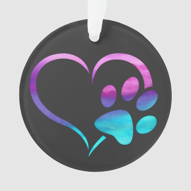 Empreinte de patte de chien cyan pourpre Cœur (devant)