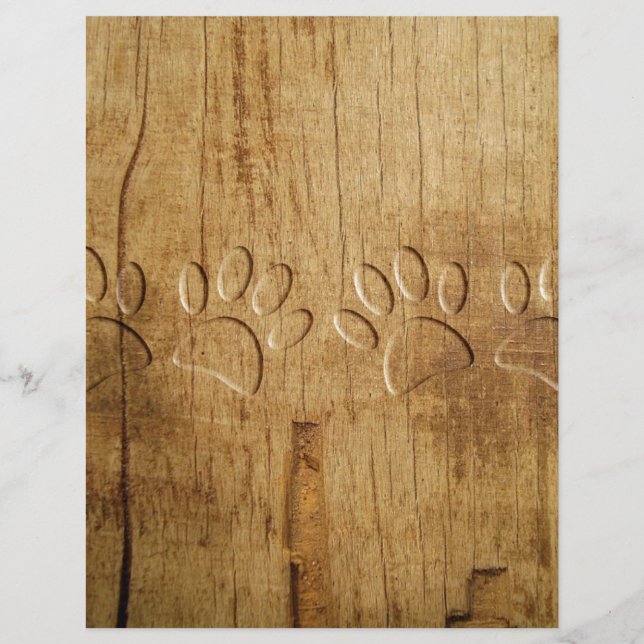 Empreinte de patte de chien en bois sculpté (Devant)