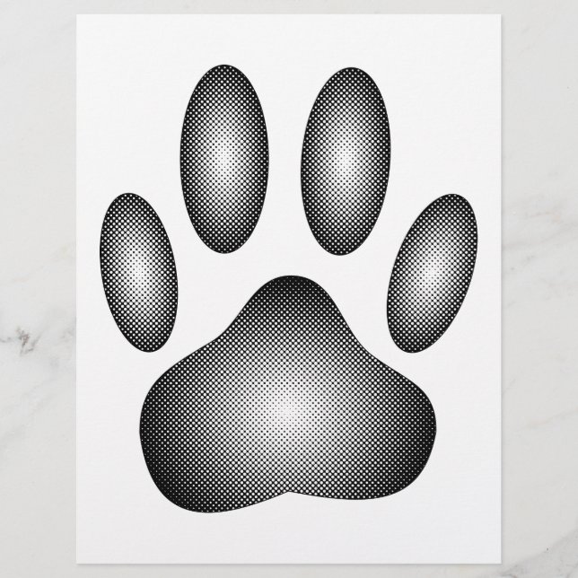 Empreinte de patte de chien en dégradé noir et bla (Devant)