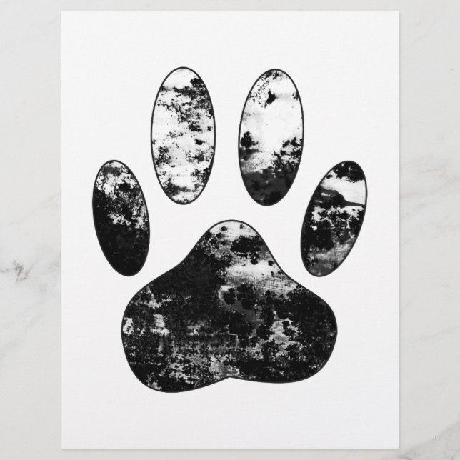 Empreinte de patte de chien grunge noir et blanc (Devant)