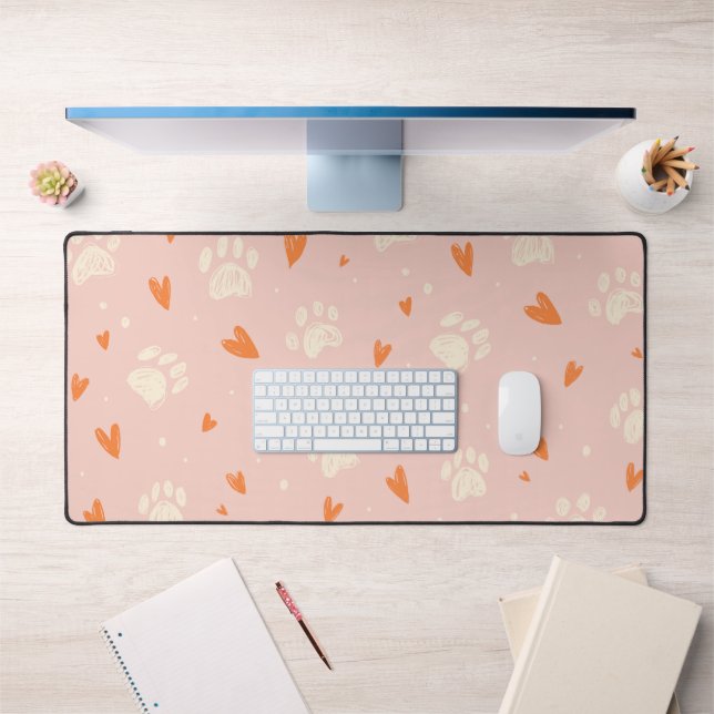 Empreinte de patte et coeur mignon (Bureau 1)