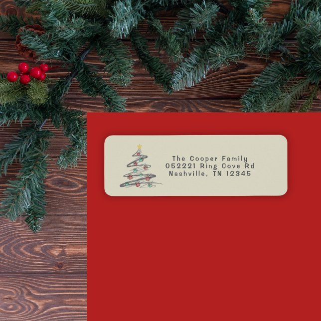Empreinte de patte festif Étiquette de adresse d'a (Send out your Christmas cards with a personalized !return label. Friends and family will love it!)