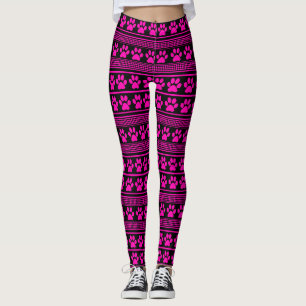 Empreinte de patte noir rose motif leggings