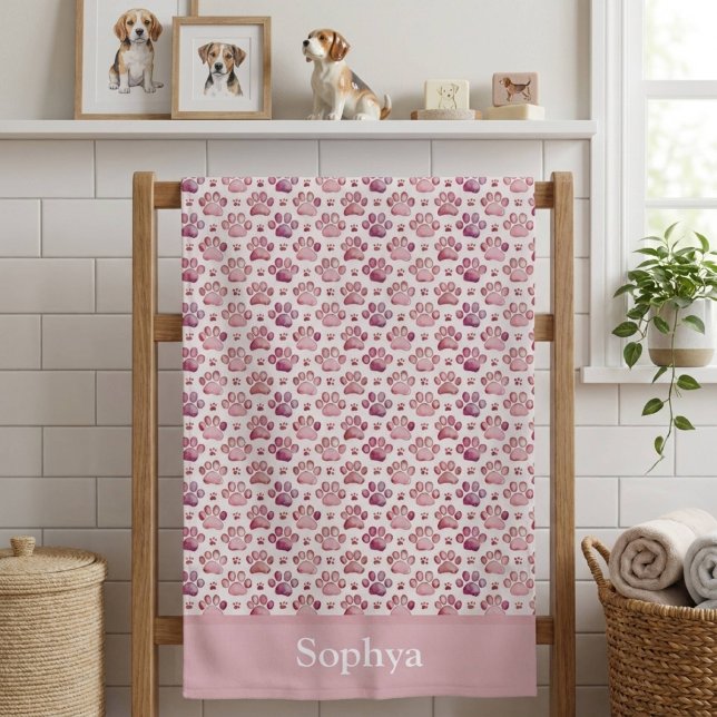 Empreinte de patte rose pastel personnalisée (Créateur téléchargé)