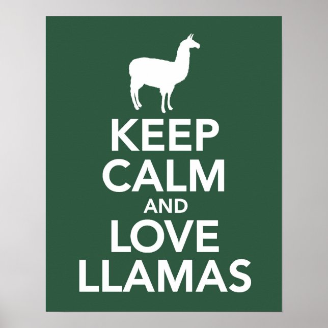 Empreinte ou affiche de Keep Calm and Love Llamas (Devant)