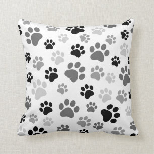Empreintes de pattes coussin noir et blanc