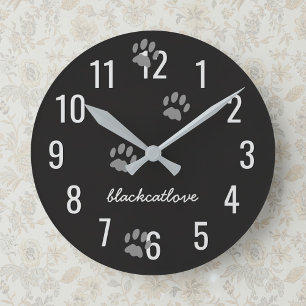 Empreintes de pattes de Chat Noir horloge murale p