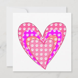 Empreintes de pattes De Chiens Et Coeurs Roses
