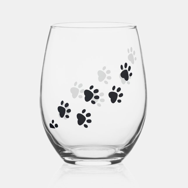 Empreintes de pattes Design Stemless \ Verre à vin (Recto)