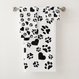 Empreintes de pattes noirs et Motif de coeur