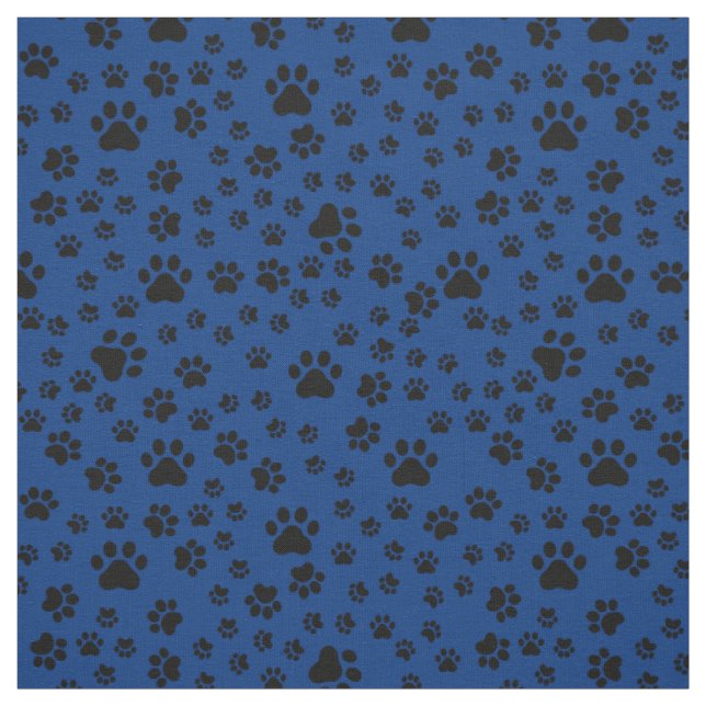Empreintes de pattes noirs sur tissu bleu royal (Échantillon)