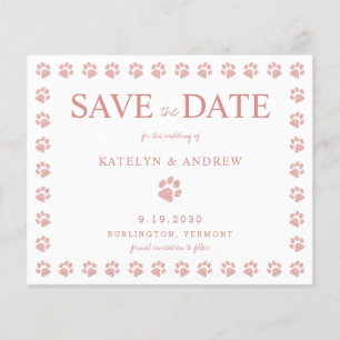 Empreintes de pattes Rose Gold Enregistrer La Date