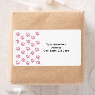 Empreintes de pattes roses de chats Étiquettes