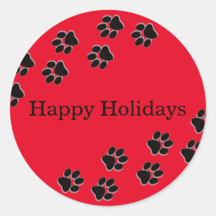 Empreintes de pattes rouges - Sticker en cercle