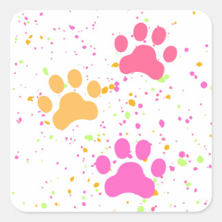 Empreintes de pattes, Stickers Rose Jaune_Splashes