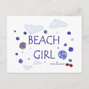 Empreintes filles de plage   Carte postale Blue Be
