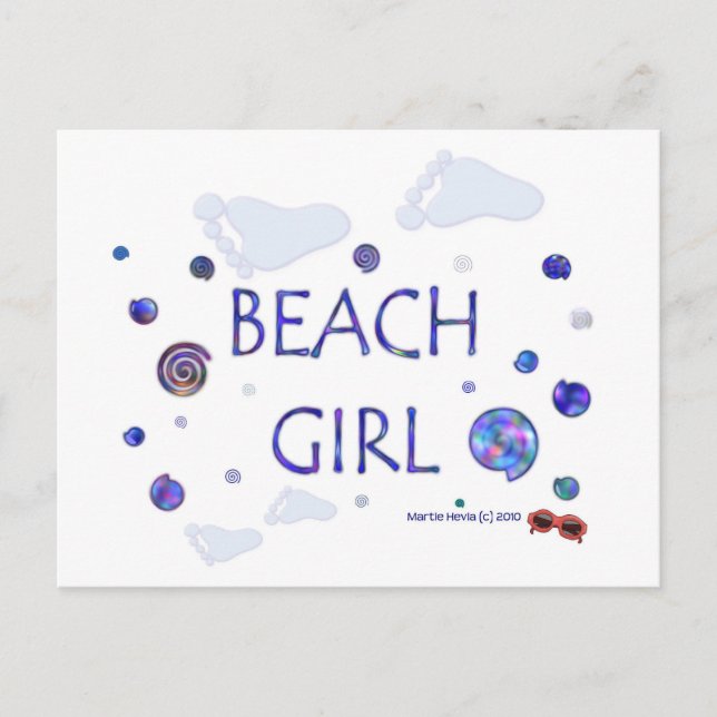 Empreintes filles de plage | Carte postale Blue Be (Devant)