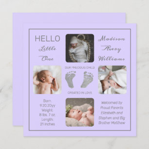 Empreintes multiples Faire-part de naissance photo
