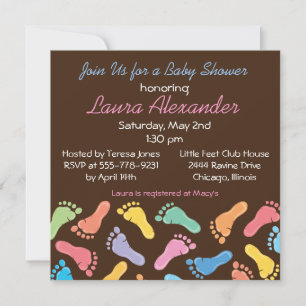 Empreintes pour bébés - Invitation Baby shower