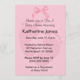 Empreintes roses Bébé Douche Invitations