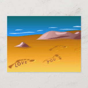 Empreintes sur la carte postale de plage