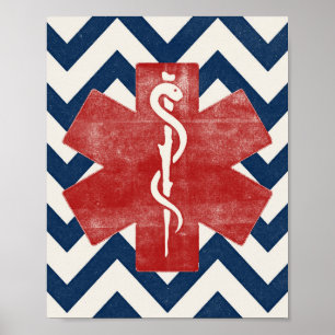 EMS Star Poster Paramedic Art Imprimer Vintage