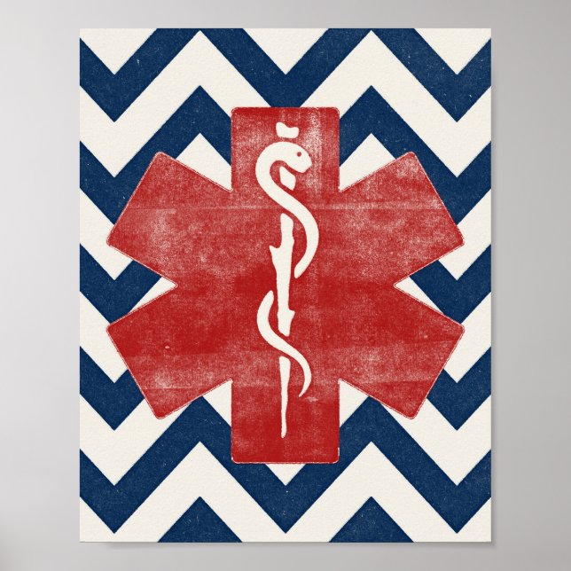 EMS Star Poster Paramedic Art Imprimer Vintage (Devant)