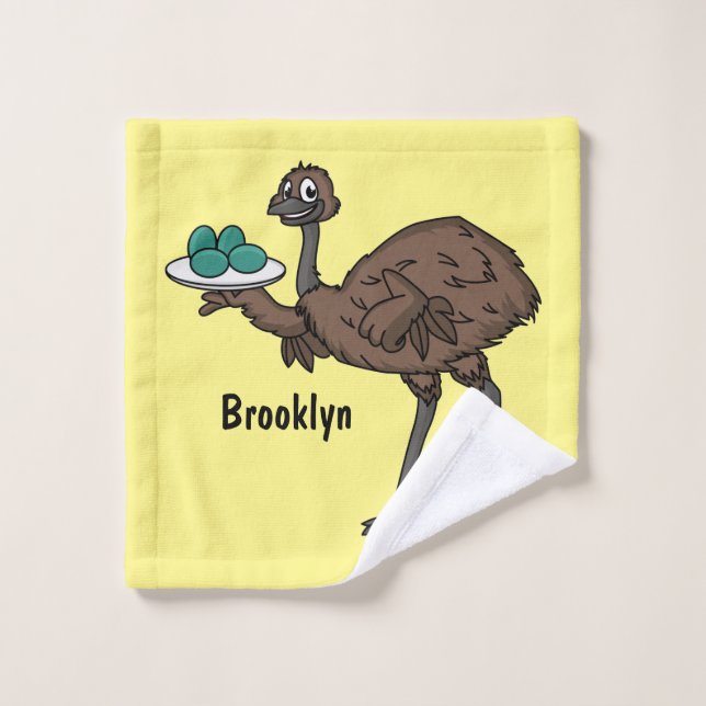 Emu avec dessin animé d'oeufs (Gant de toilette)