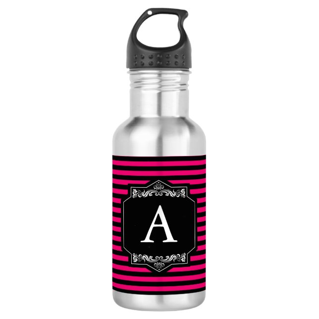 En Acier Inoxydable Bandes Pink Bouteille d'Eau Squeeze (Devant)