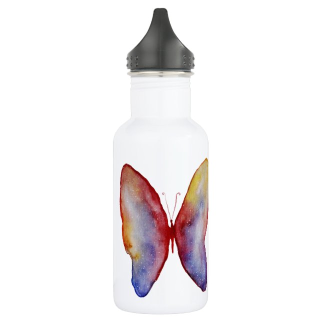 En Acier Inoxydable Bouteille d'eau de dessin papillon (532 ml), blanc (Gauche)