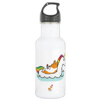 Bouteille d'eau de Floatie de licorne de corgi