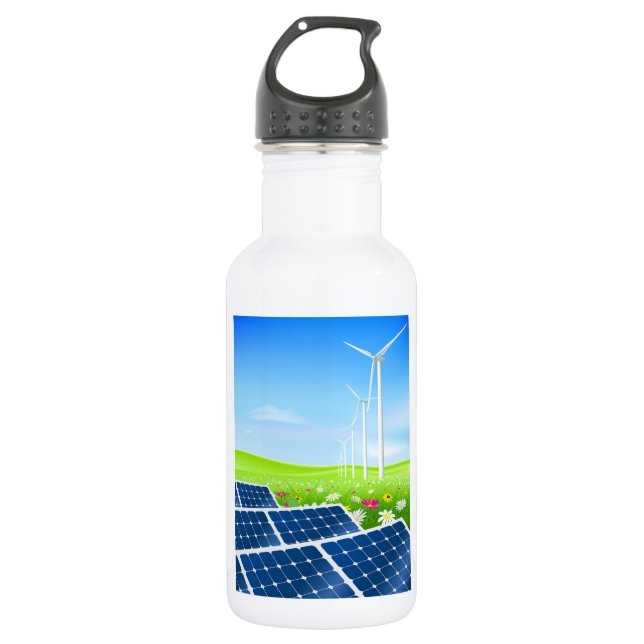 En Acier Inoxydable Bouteille d'eau solaire et d'énergie éolienne (Devant)