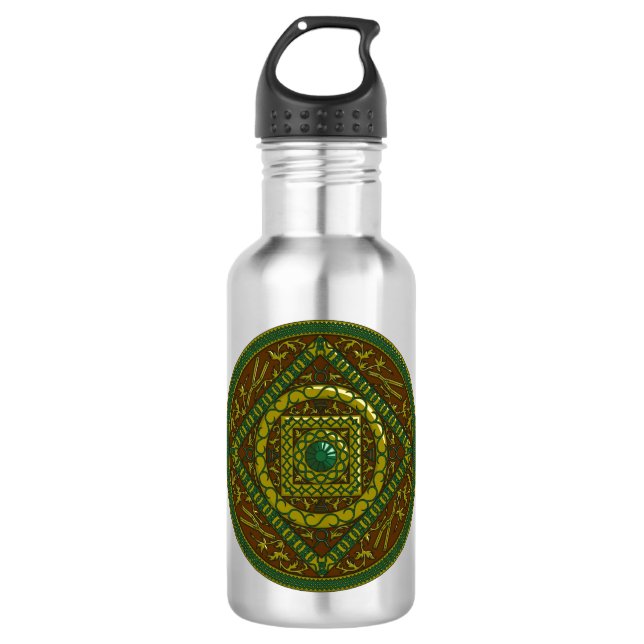 En Acier Inoxydable Bouteille d'eau Taurus Mandala (Devant)