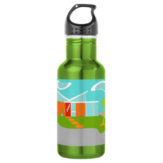 En Acier Inoxydable Mi-siècle moderne Cartoon House Bouteille d'eau