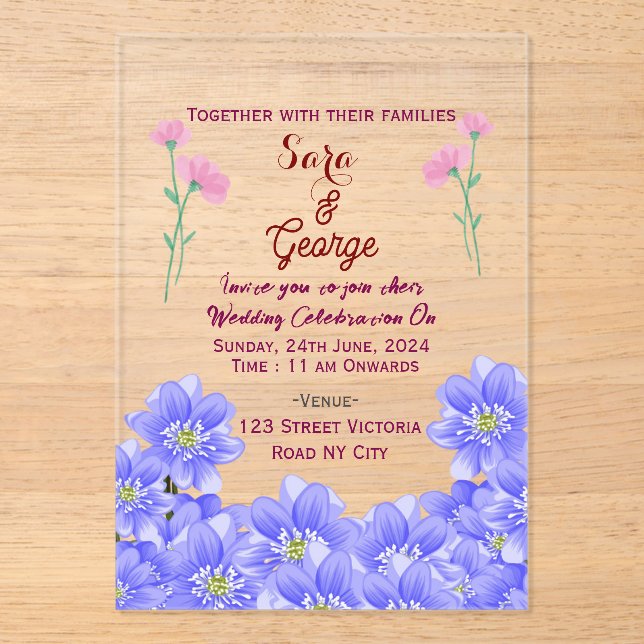 En Acrylique Acrylic Wedding Invitations  (Recto)