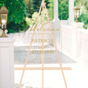 En Acrylique Bienvenue sur notre panneau de mariage Début Or