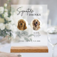Boissons Signature Chien Panneau de mariage Bar Pa