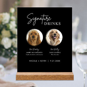 En Acrylique Boissons Signature Chien Panneau de mariage Bar Pa