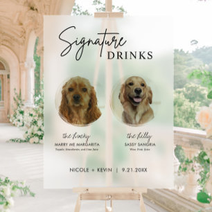 En Acrylique Boissons Signature Chien Panneau Mariage Bar Panne