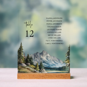 En Acrylique Carte de siège Mountain Lake Panneau supérieur de