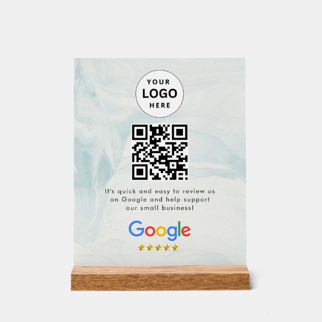 En Acrylique Code QR de critiques Google sur un panneau de tabl (Recto)